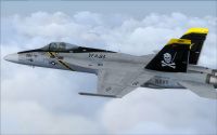 US Navy F/A-18C Jolly Rogers CAG in flight.