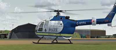West Yorkshire Police Bo 105 on the ground.