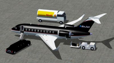 Luxery Biz Jet C20 on the ground.