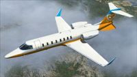 Orbit Airlines Learjet 45 in flight.