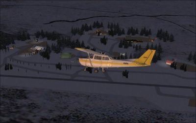 Screenshot of Ron And Mollys Airport Scenery at night.