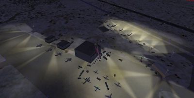 Aerial view of Show Low Airport at night.
