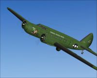 Screenshot of green Boeing 274D in the air.