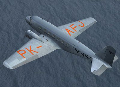 Looking down at KNILM Douglas DC-2 in flight.