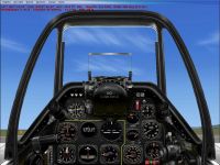 Virtual cockpit of North American P-51 Mustang.