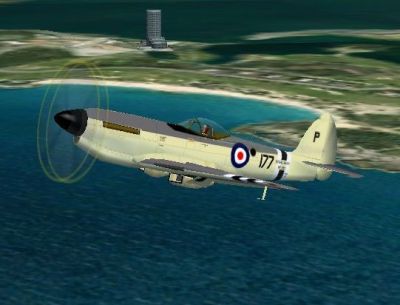 Screenshot of Supermarine Seafire Mk47 in flight.