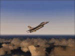 F-16 climbout from KSEA at sunset