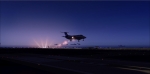 Air Fresno embraer 120 landing at Houston Intl at dusk