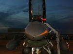 F-16 on ramp with ladders